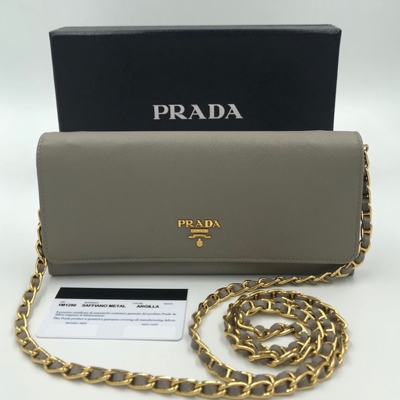 Prada Handbags - ❤️SOLD❤️ PRADA Saffiano Metal Chain Wallet Gray